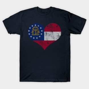 Vintage Flag of Georgia Heart T-Shirt